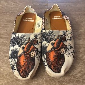 Groove Bags Canvas Slip Ons Sz 6.5 Human Anatomy Heart Trendy Doctor
